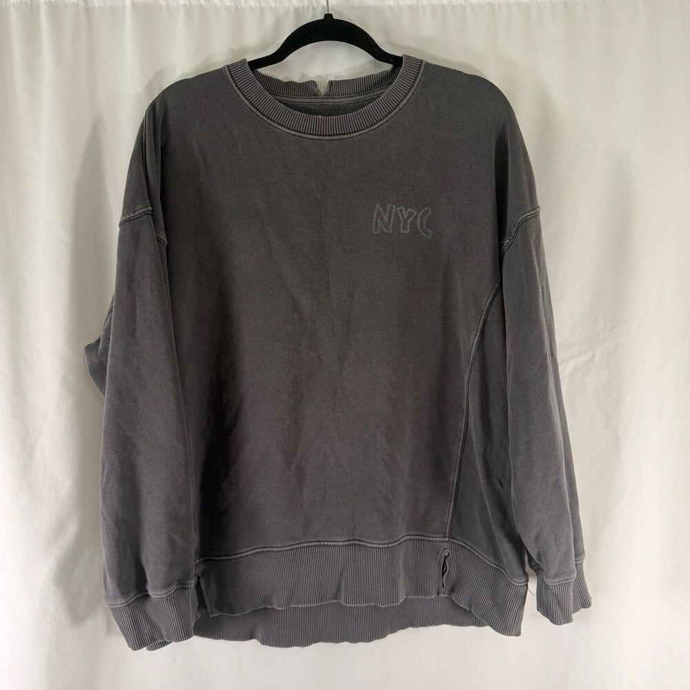 Aerie NYC Sweater Women's Medium Grey Pullover Crew Neck Cotton Blend